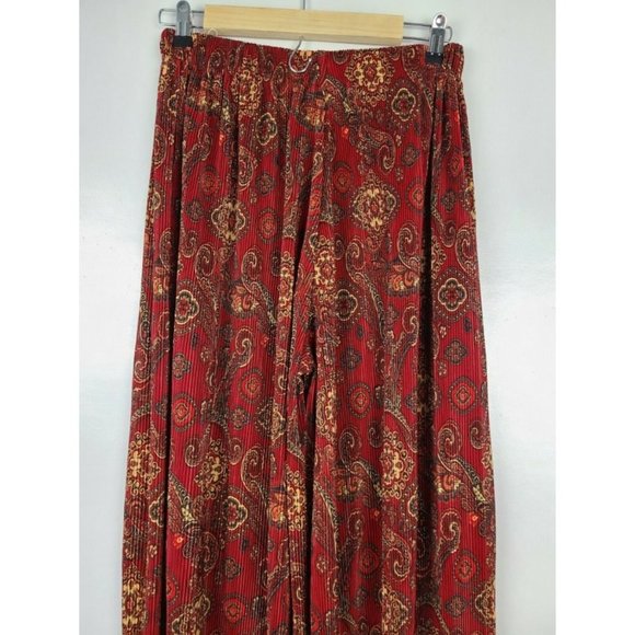 THE Limited Pants Red BOHO Wide Leg Pull On Casual - Picture 3 of 11